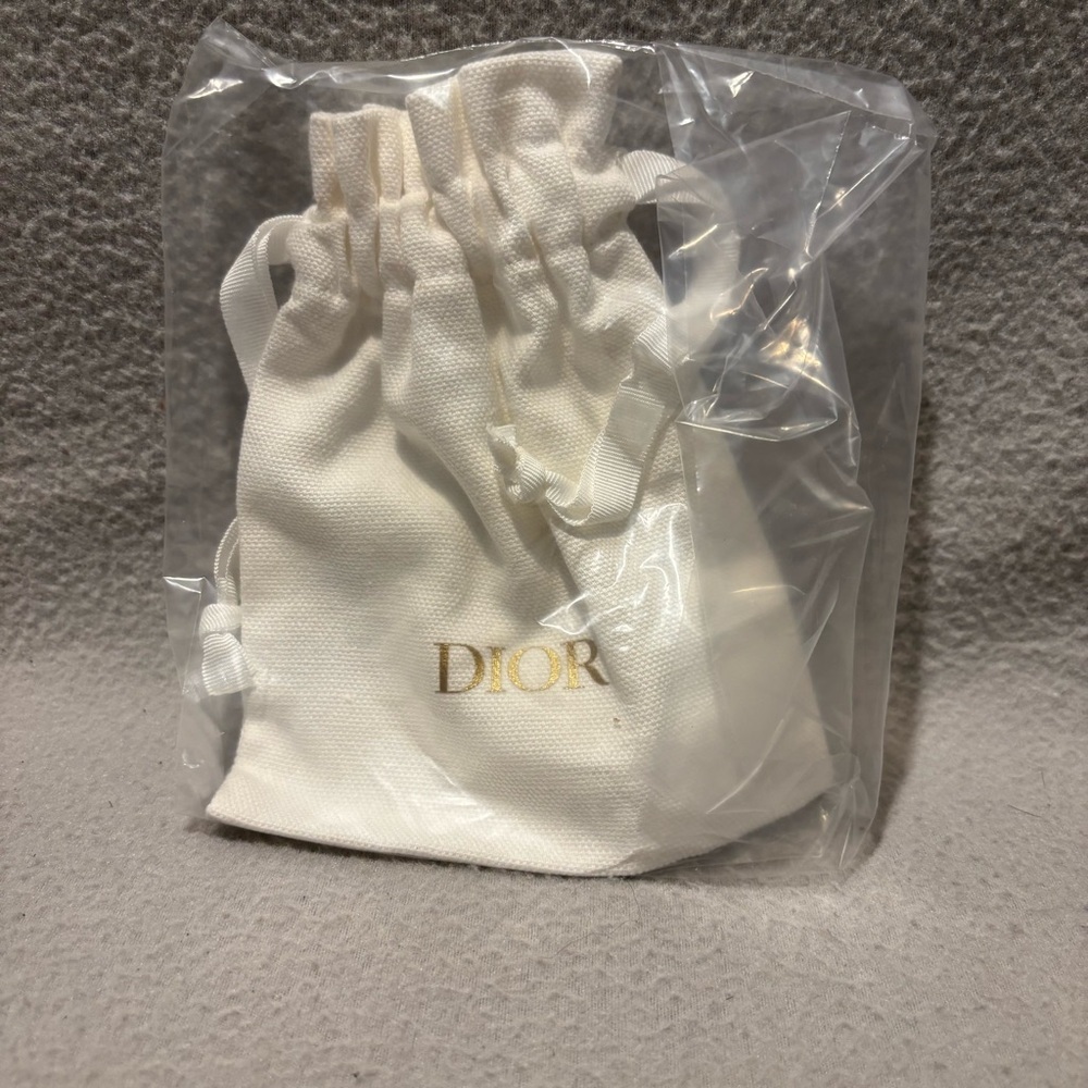 Dior White Drawstring Pouch